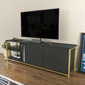 Comoda TV, Retricy, Primrose, 160x35.3x50.8 cm, PAL, Antracit / Aur