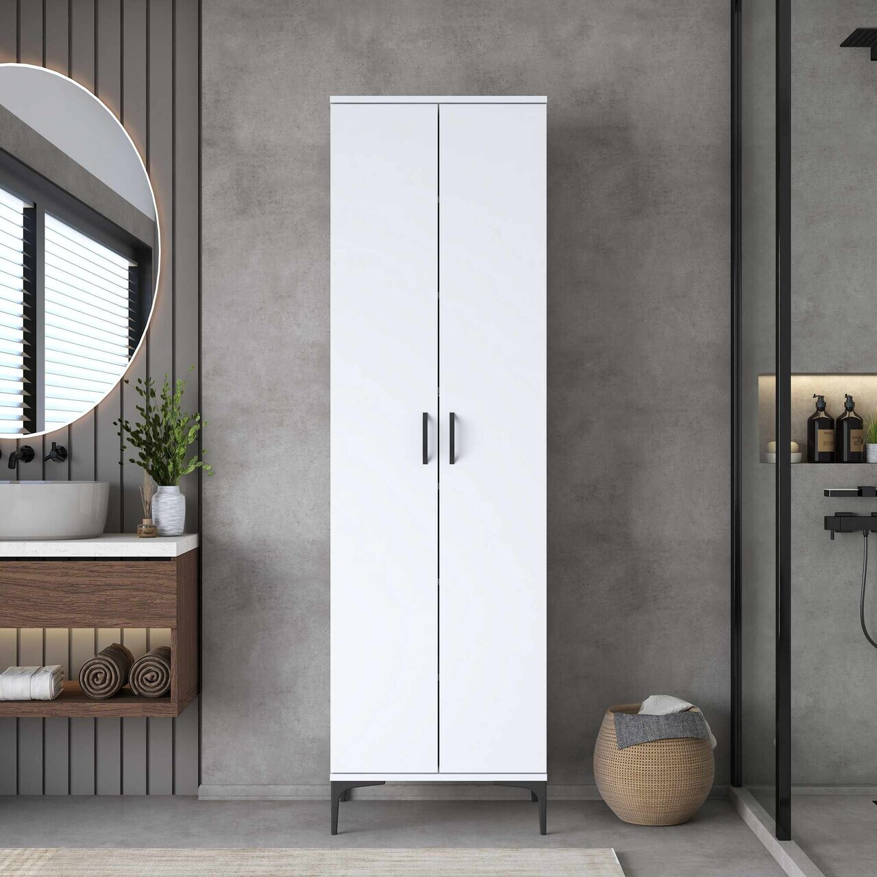 Dulap multifunctional, Hanah Home, JE258, 60x204.2x45 cm, Alb — imaginea 8