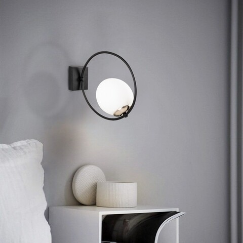 Lampa de perete Opviq Dolunay, E27, 100 W, 28x31 cm, alb/negru