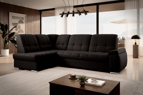 Coltar extensibil stanga 3 locuri ELTAP, LT-22FL, Sado, 272x192x95 cm, lemn/poliester, maro inchis