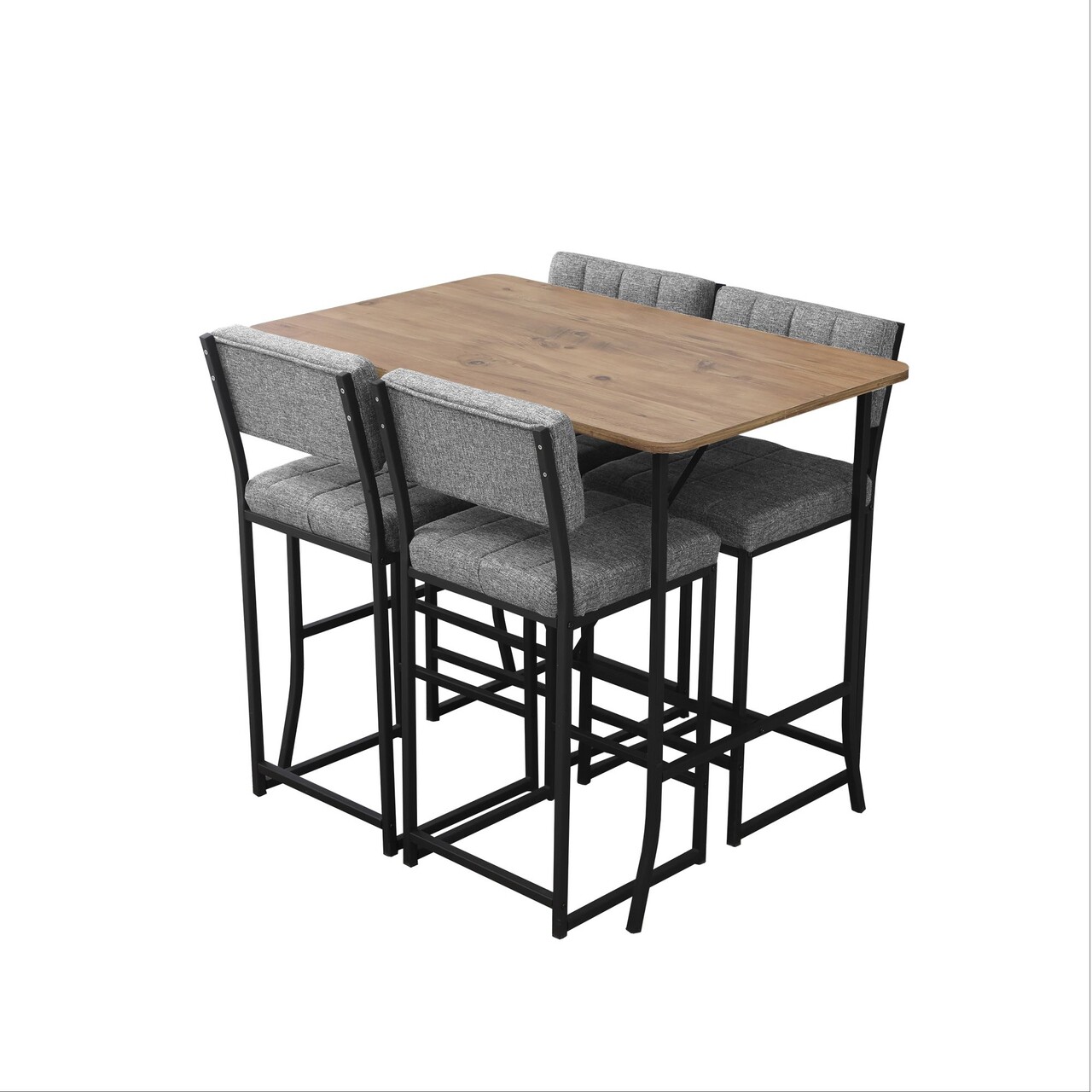 Set masa si 4 scaune de bar, Hanah Home, Retro, Gri/Nuc - imagine 4