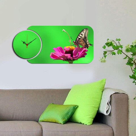 Set ceas si tablou decorativ, yms-54, mdf , dimensiune: 68 x 32 cm, multicolor