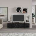 Comoda TV cu 2 rafturi, Decortie, Hanley, pal melaminat, negru/alb