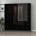 Dulap pentru haine, Minerva, Kale, 180x190x52 cm, PAL, Antracit / Negru