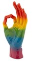Figurina /sculptura decorativa Rainbow Hand Ok, Mauro Ferretti, 16x10.5x36 cm, polirasina, multicolor