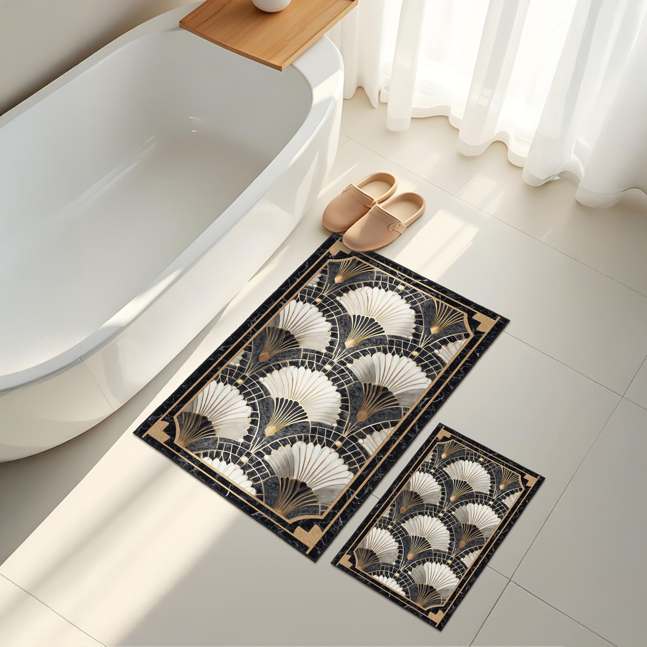 Set covorase de baie, L'essentiel Maison, Asr15, Negru