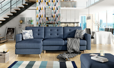 Coltar extensibil reversibil 3 locuri ELTAP, AsgL-11, Asgard, 248x162x93 cm, lemn/poliester, albastru