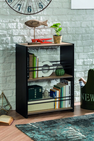 Corp biblioteca, Çilek, black small bookcase, 52x72x28 cm, multicolor