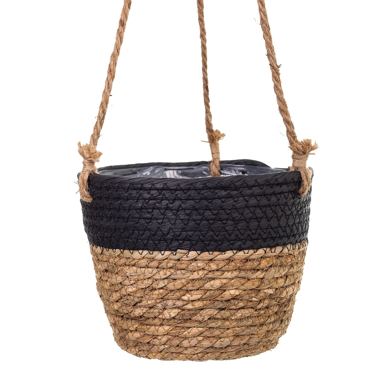 Ghiveci Suspendabil, Creaciones Meng, 20x16 Cm, Stuf, Natural/negru