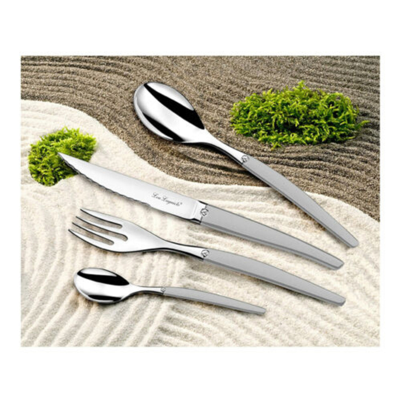 Set Tacamuri, 24 Piese, Lou Laguiole, Jet Sandblasted, Inox, Argintiu