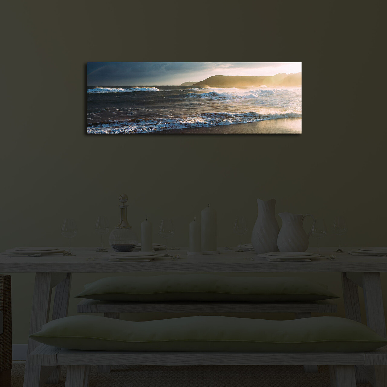 Tablou decorativ cu lumina LED, 3090İACT-69, 30 x 90 cm, Multicolor - view 3