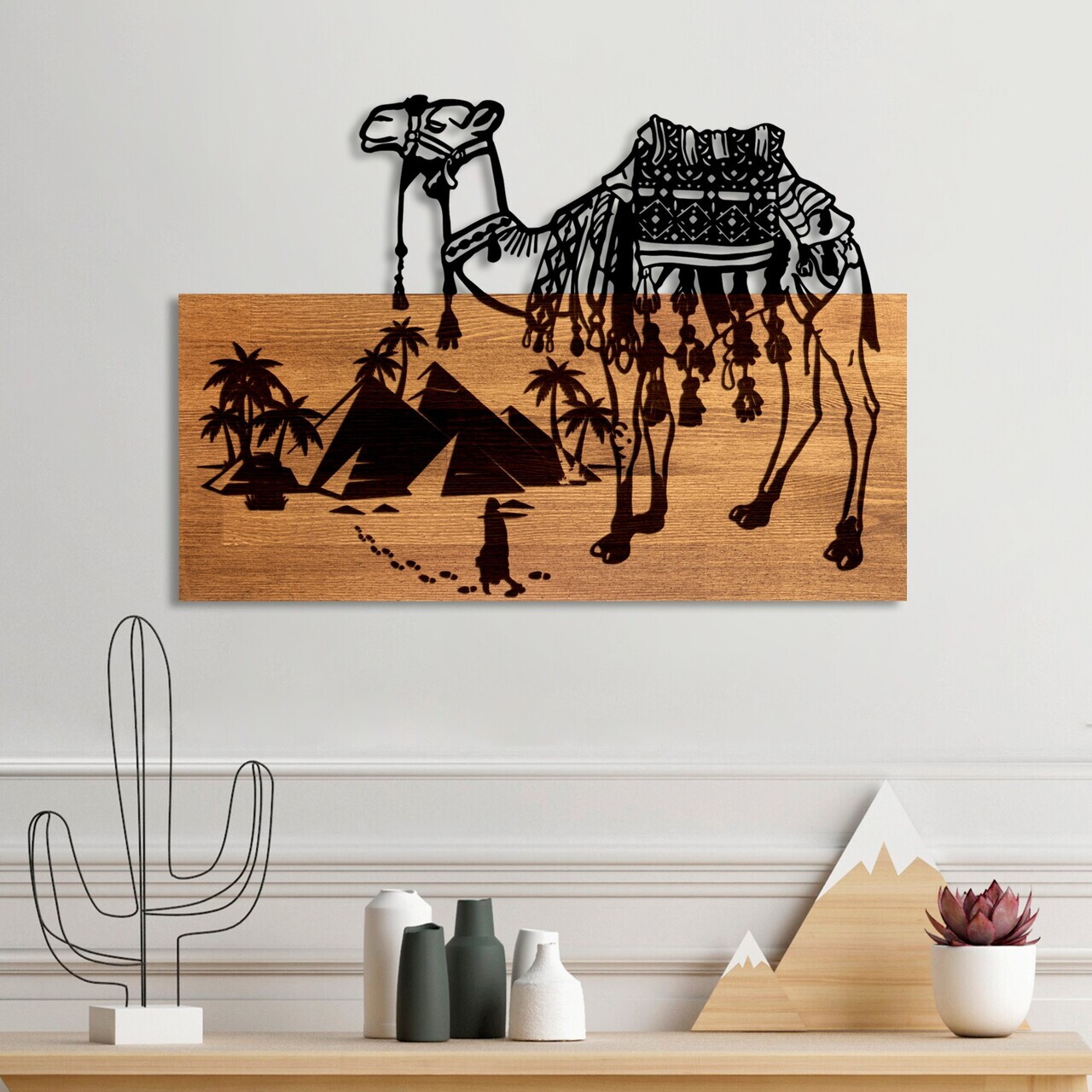Decoratiune de perete, Yok Deve, Lățime: 58 cm, Nuc / Negru — imaginea 2