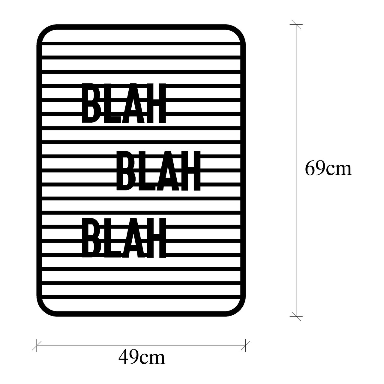 Decoratiune de perete, Blah Blah Blah, Metal, Dimensiune: 49 x 69 cm, Negru