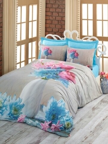 Lenjerie de pat dubla Nerissa, Cotton Box, 4 piese, 240 x 260 cm, 100% bumbac ranforce, multicolora