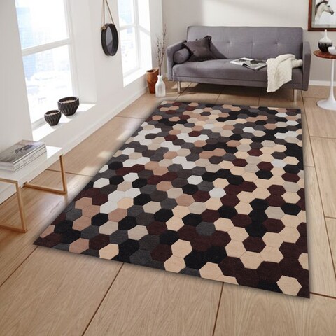 Covor Puzzle Bedora,160×230 cm, 100% lana, multicolor, finisat manual Bedora imagine 2022 by aka-home.ro