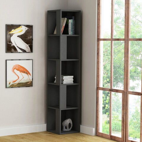 Corp biblioteca, decortie, piano, 34x161x34 cm, antracit