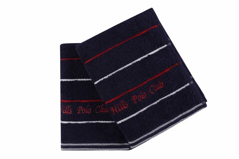 Set 2 prosoape de maini 407,  Beverly Hills Polo Club, 50x90 cm, bumbac, albastru inchis