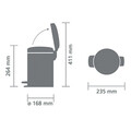 Cos de gunoi cu pedala, Brabantia, NewIcon, 3 L, 23.5x16.8x26.4 cm, otel, negru mat