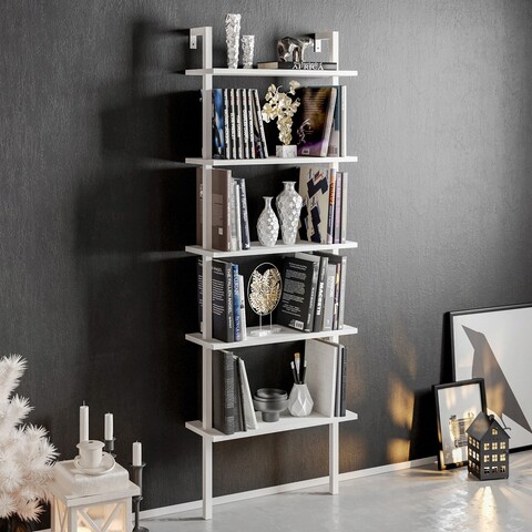 Corp biblioteca, Hadley, Piante, 60x174x22 cm, Alb Hadley