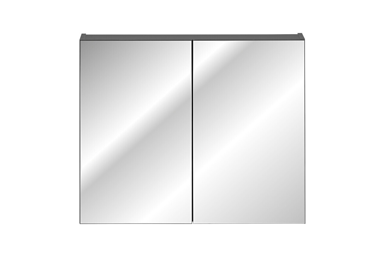 Cabinet cu oglinda si 2 usi, Santa Fe Black, Comad, 80x17x65 cm, PAL laminat, negru mat — imaginea 4