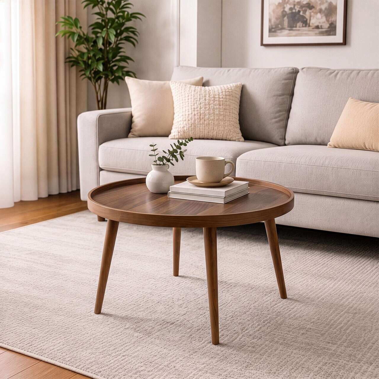 Masuta de cafea, Hanah Home, Polen 80, 80x48x80 cm, LEMN MASIV DE FAG, Maro