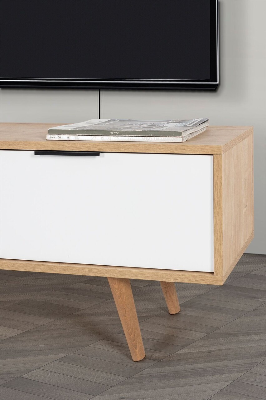 Comoda TV, Hanah Home, Venüs 3340, 130x46x35 cm, PAL, Stejar Safir / Alb — imaginea 5