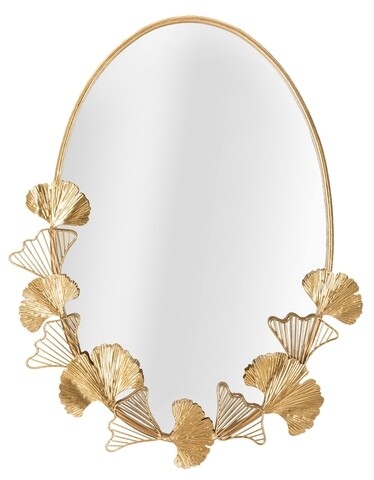 Oglinda decorativa Little Leaf, Mauro Ferretti, 78 cm, fier, auriu Decoratiuni