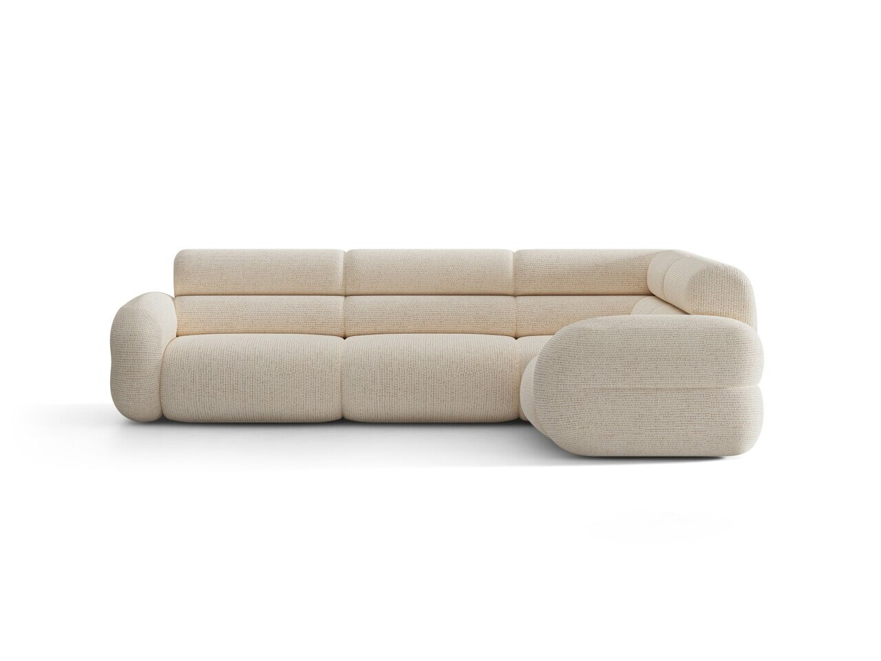 Coltar dreapta 5 locuri, Neo, Micadoni Home, 295x210x83 cm, tesatura Chenille Silencio, bej deschis