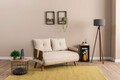 Canapea extensibilă cu 2 locuri, Futon, 859FTN2722, Metal , Crem
