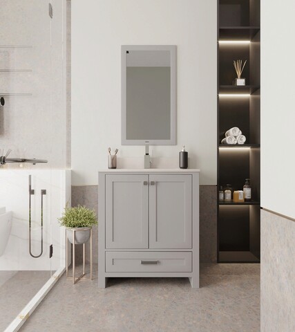 Set mobilier de baie (2 piese), jussara, erie 30, gri