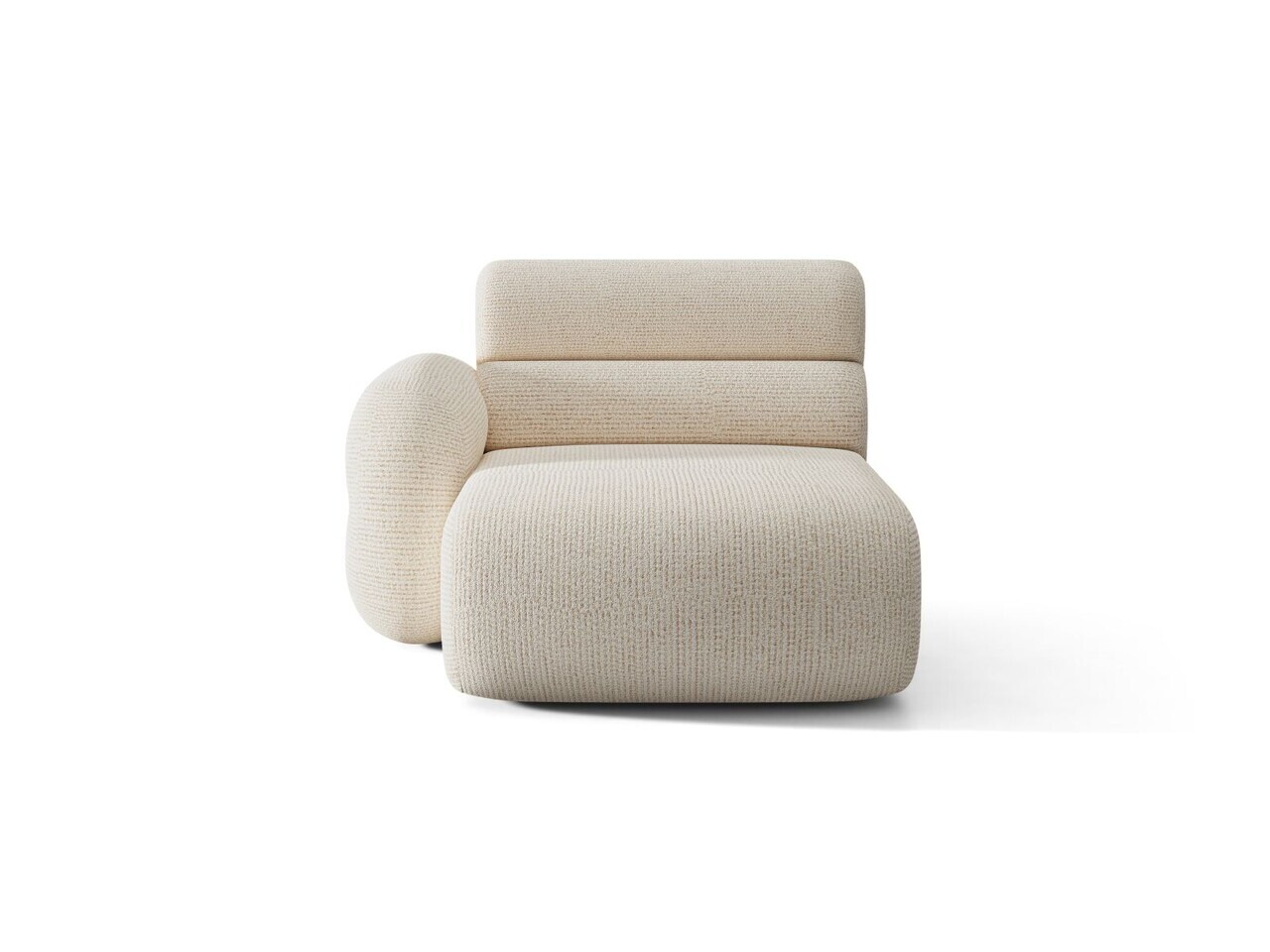 Sezlong living stanga, Neo, Micadoni Home, 110x165x83 cm, tesatura Chenille Silencio, bej deschis