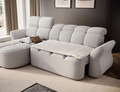 Coltar extensibil stanga 3 locuri ELTAP, Beneth, 301x185x115 cm, lemn/poliester, gri deschis