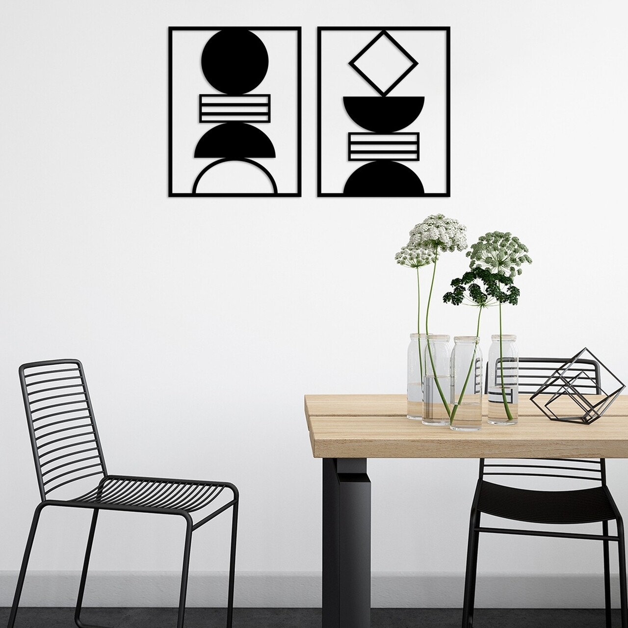 Set 2 decoratiuni de perete, Geometrical 2, Tanelorn, 86x52 cm, metal - 2 | YEO