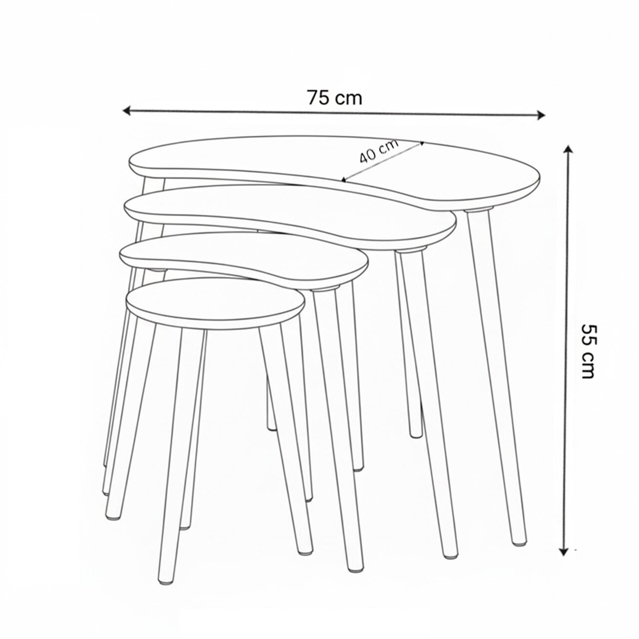 Set masute Nesting 4 piese, Hanah Home, Moon, Maro - imagine 7