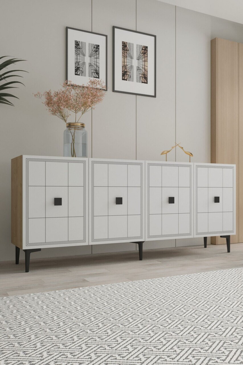 Consola, Hanah Home, Yuka 180, 180x75x32 cm, Stejar Safir / Alb — imaginea 2