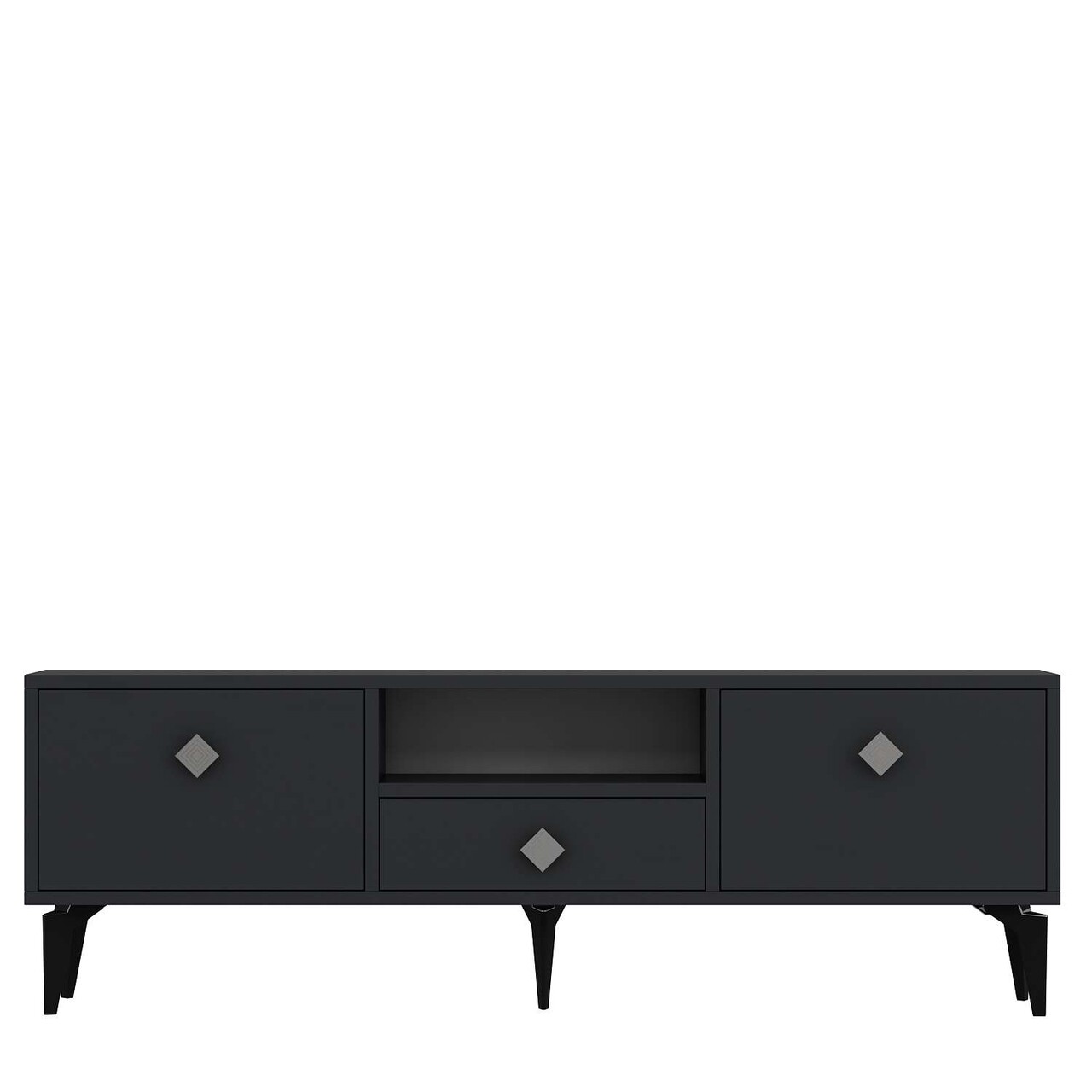 Comoda TV, Hanah Home, 1304-DROP-1, 140x49x30 cm, PAL , Antracit / Argintiu - view 3