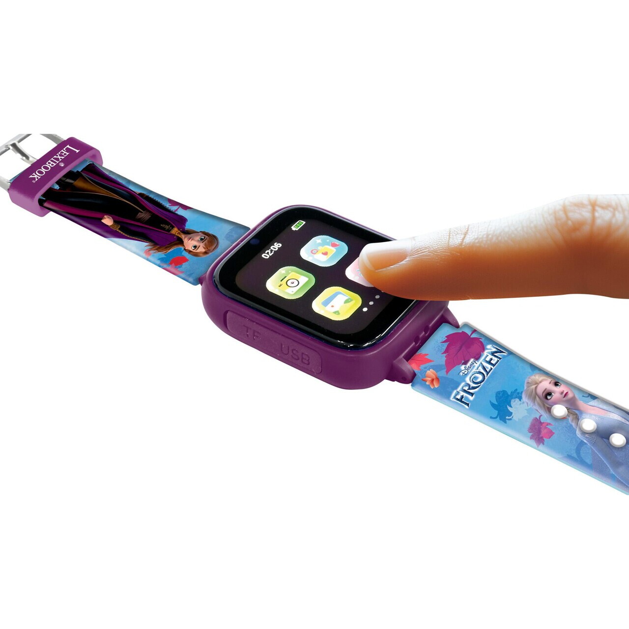 Ceas cu aparat foto si camera video pentru copii Frozen, LEXIBOOK, 25 cm, plastic, mov - imagine 2