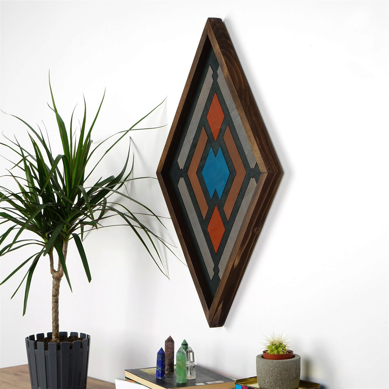 Decoratiune de perete, ART033, Lemn masiv, Dimensiune: 59 x 35 x 3 cm, Multicolor - 1 | YEO