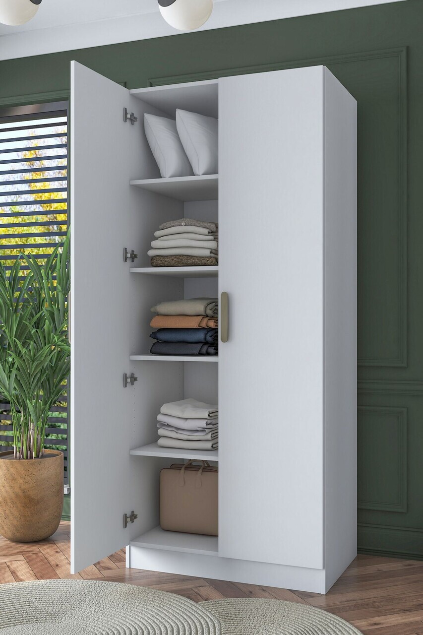 Dulap pentru haine, Hanah Home, BA160, 90x210x57.5 cm, PAL melaminat, Alb - view 6