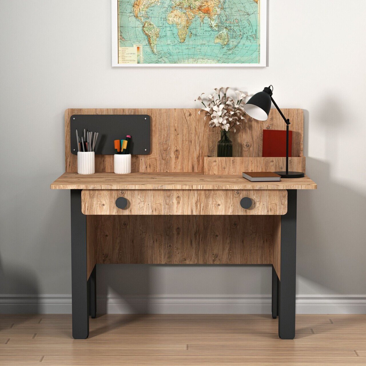Birou Hanah Home Valerin 120x72x60 cm PAL Pin Atlantic / Antracit
