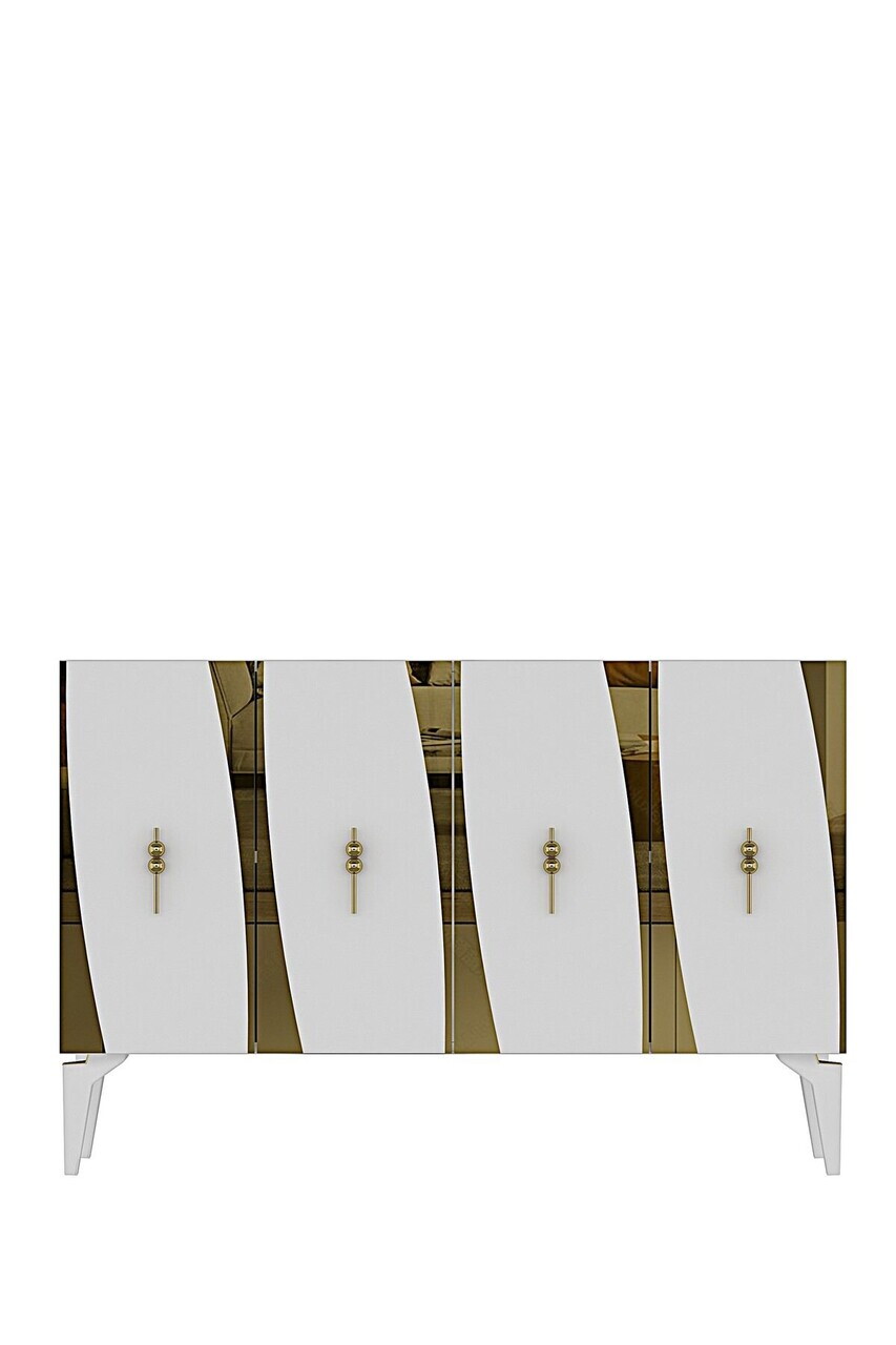 Consola, Hanah Home, Elips 120, 120x75x32 cm, Alb/Auriu — imaginea 5