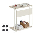 Masuta de cafea in forma de C, cu roti, Vasagle, 55x24x66 cm, max 50 kg, PAL/otel, crem/alb
