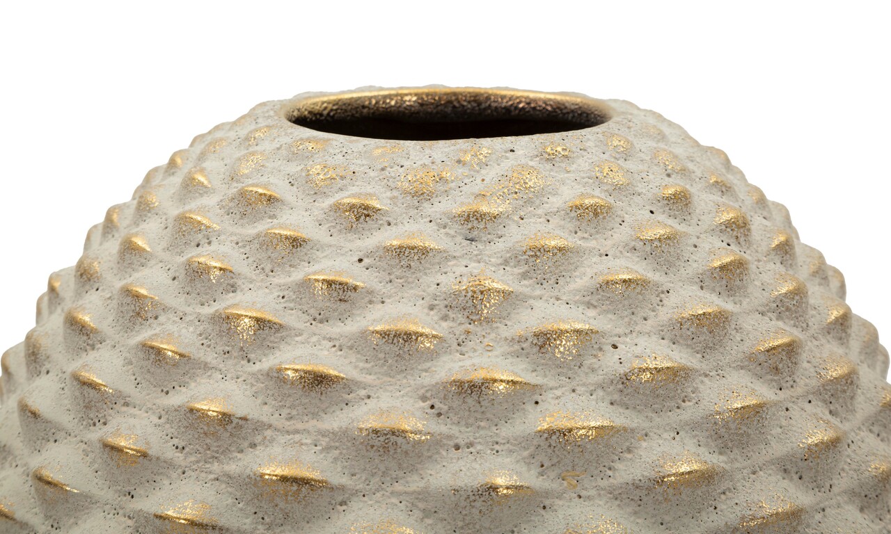 Vaza decorativa, Mauro Ferretti, Pepipas, 23.5x28.5 cm, ceramica, gri/auriu - view 3