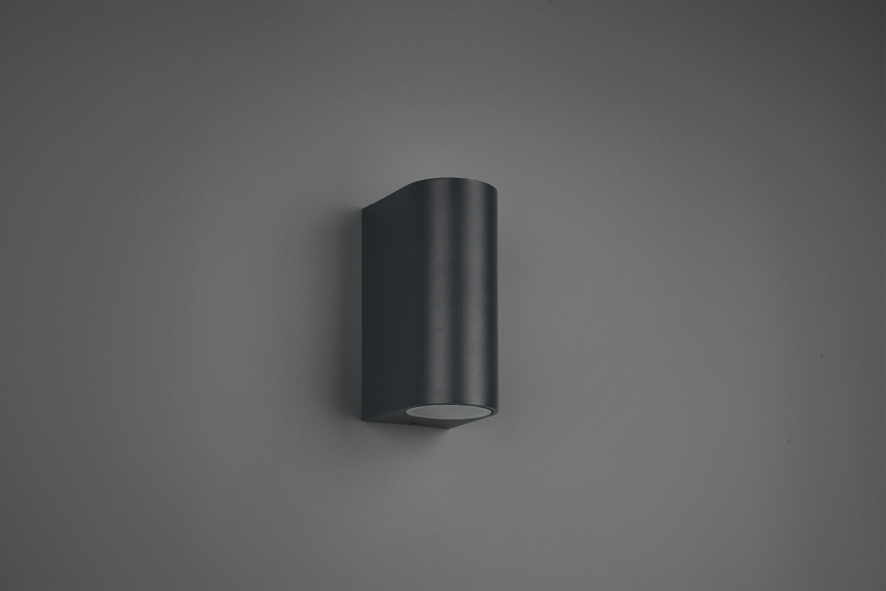 Aplica de perete rotunda pentru exterior Roya, TRIO, 6.9x15 cm, 35W, 2x GU10, aluminiu, antracit