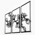 Decoratiune de perete, Flower 8, Metal, 37 x 65 cm, 3 piese, Negru
