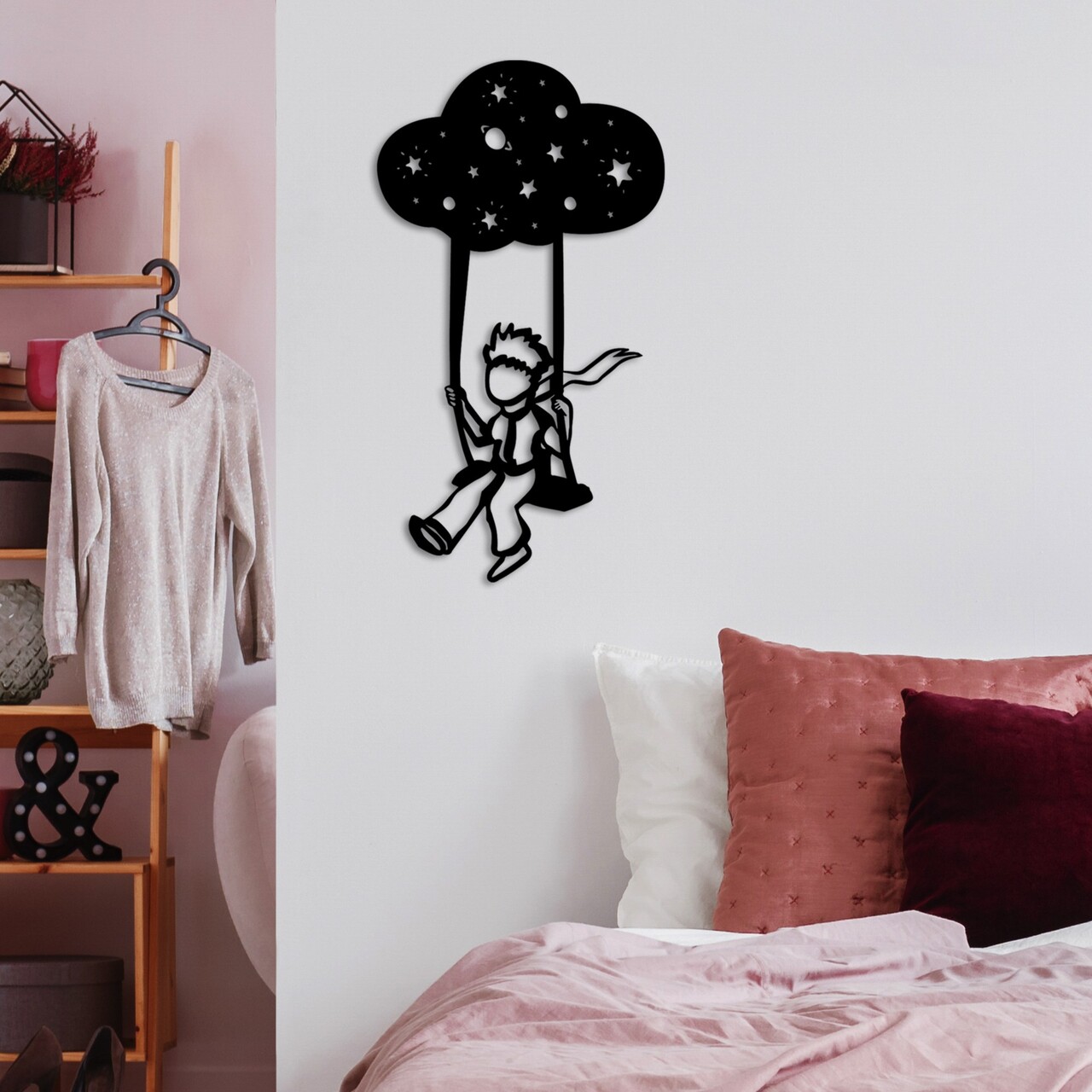 Decoratiune de perete, The Little Prince 6, Dimensiuni: 34 x 62 cm, Negru - view 2