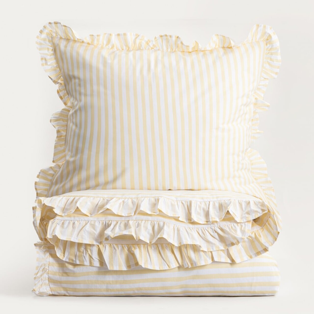 Lenjerie de pat King Size, Trudy, Homla, 200x220 cm, 3 piese, bumbac, galben/alb - view 6