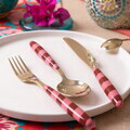 Set tacamuri, Hermia, 666HAC2152, Inox, Furculiță de masă: 19 x 3 cm (6 bucăți), Auriu / Roz