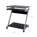 Birou mobil cu suport tastatura, Z-Shaped Vasagle, 60x48x73 cm, PAL/otel, negru