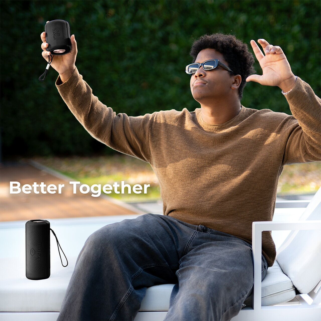 Boxa Bluetooth M Fashion TV, Matte Black-Rose Gold, 8.5x8.9x21 cm, negru - imagine 9